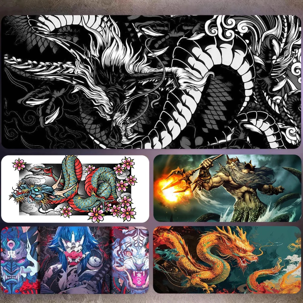 Japanese Dragon Large Game Mousepad Large Mat Gaming Mousepad Compute Mouse Gamer Stitching Desk Mat