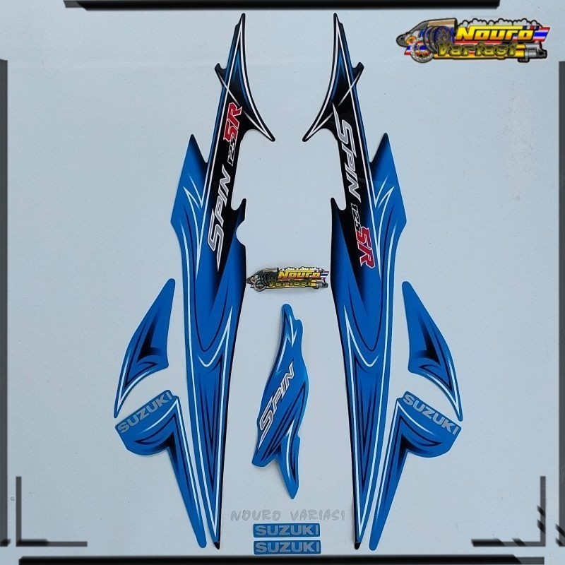 Aksesoris COD Striping Suzuki spin sr 125 2007 2008 biru stiker Lis body motor