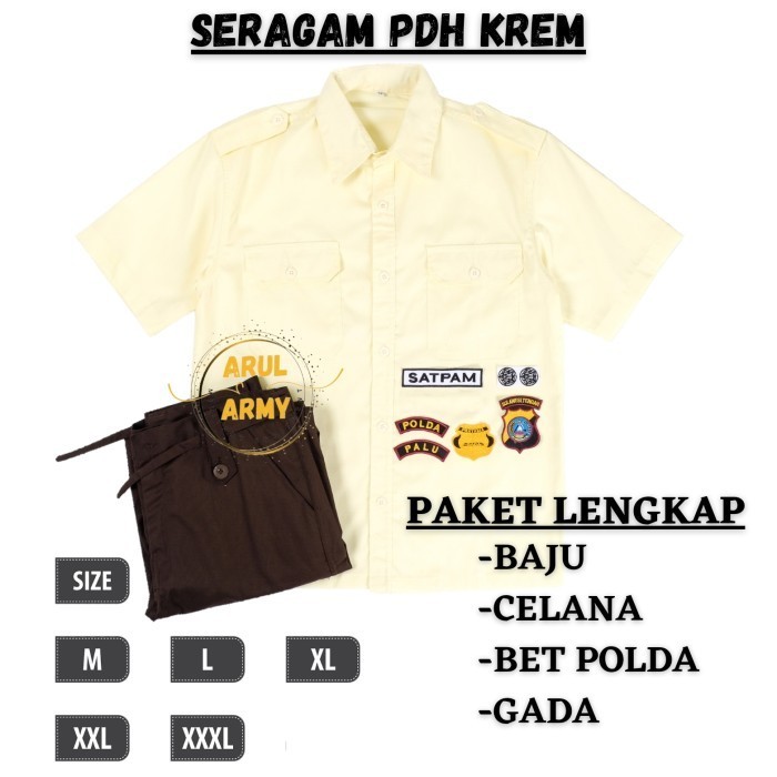 promo ✨ -Seragam satpam terbaru 2022 krem baju setelan security pdh pdl cream - PDH KREM, M