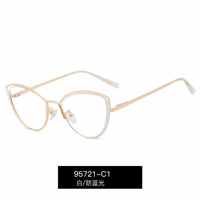 Kacamata Wanita Frame CatEye 95721 Lensa Photocromic AntiRadiasi Minus - Putih, Frame Saja