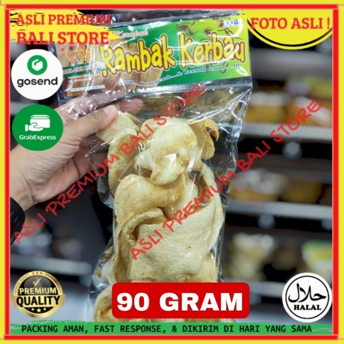 

OLEH OLEH MAKANAN CEMILAN CAMILAN SNACK KULINER KHAS ASLI ORI ORIGINAL BALI KERIPIK KRIPIK KERUPUK RAMBAK DOROKDOK KULIT KERBAU 90 GRAM GR