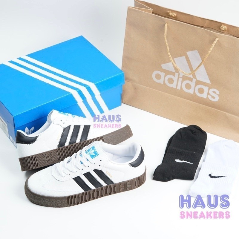 0rijinal sepatu Adidas Sambarose Samba Rose Cloud White Black Gum "Unisex" 90% Seperti Original BNIB