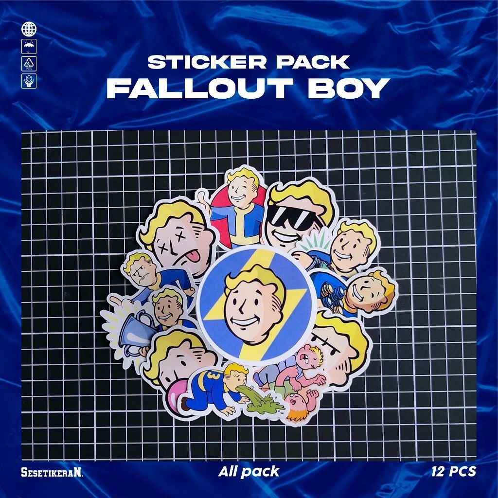 

COD✨ Sesetikeran Stiker Pack Game Fallout Vault Boy Colorfull Keren Untuk Koper Laptop Skateboard