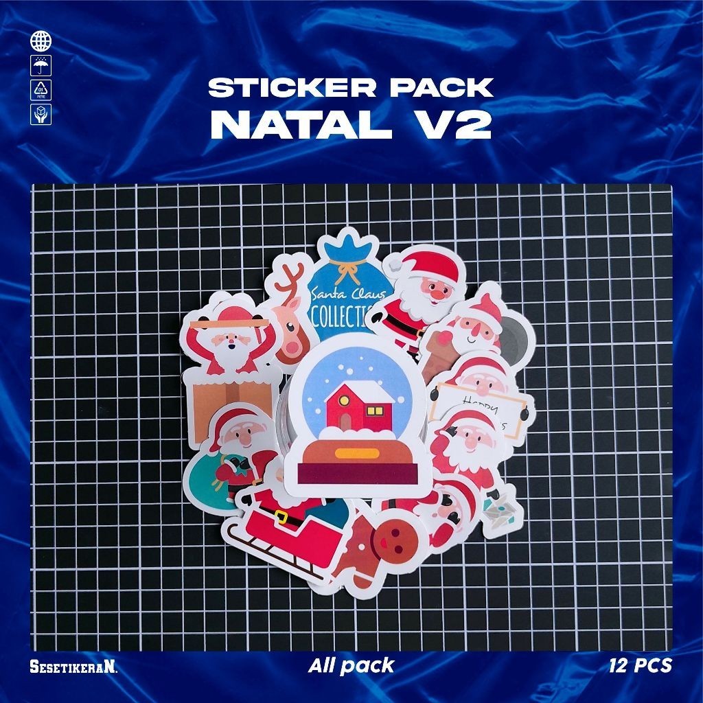 

COD✨ Sesetikeran Stiker Pack Natal V2 Colorfull Keren Untuk Koper Laptop Skateboard