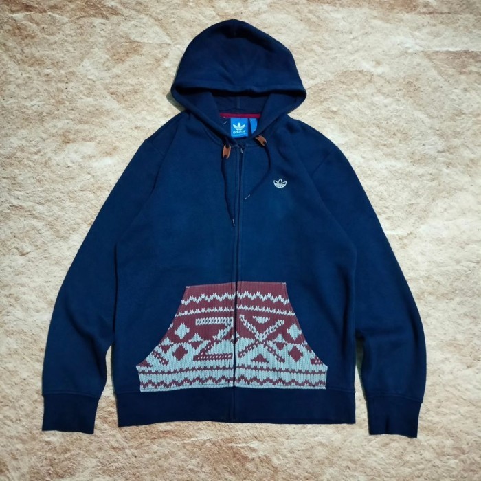 Pullover hoodie ADIDAS NAVAJO TREFOIL navy size L jemper sweater murah