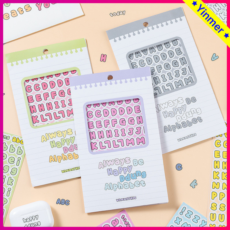 

COD✨Stiker Transparan Huruf Inggris Warna Permen Buku Besar Tangan Stiker Label Stiker Dekoratif DIY-Yinmer