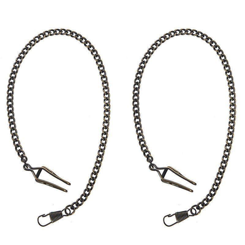2X Retro Antique Vintage Pocket Watch Chain Bronze