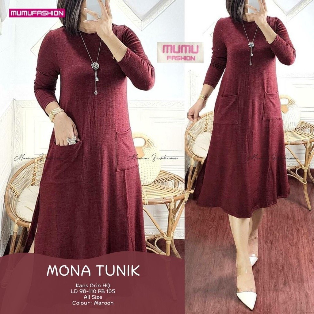 Tunik Kaos Import Jumbo Besar Lengan Panjang Mona by Alfashion Solo