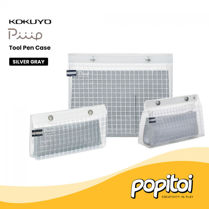 

Kokuyo Piiip FLAT Tool Pen Pencil Case Kotak Tempat Pensil Organizer - SILVER GRAY, FLAT