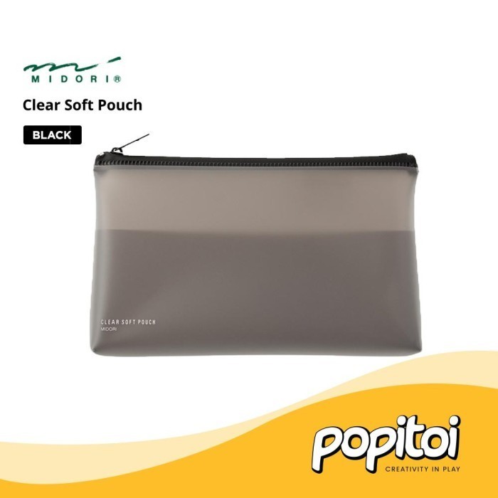 

MIDORI Clear Soft Pencil Pouch Tempat Kotak Pensil PVC - BLACK