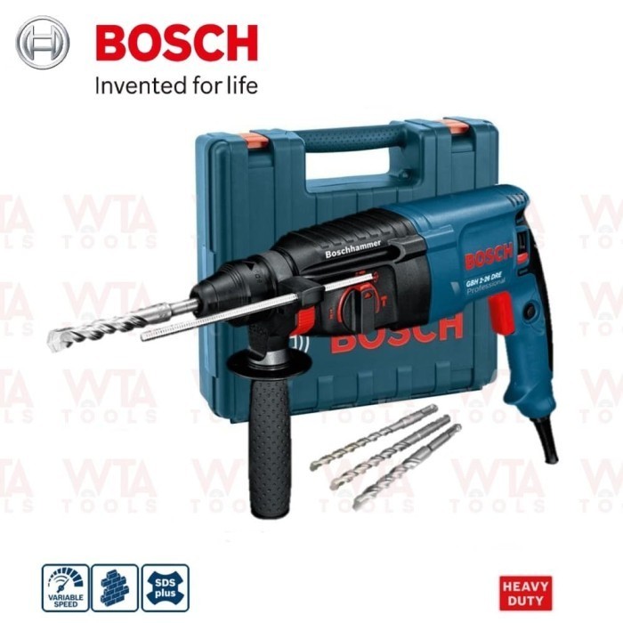 BOSCH GBH 2-26 DRE Bor Beton Listrik / Rotary Hammer FREE 3 Drill Bits