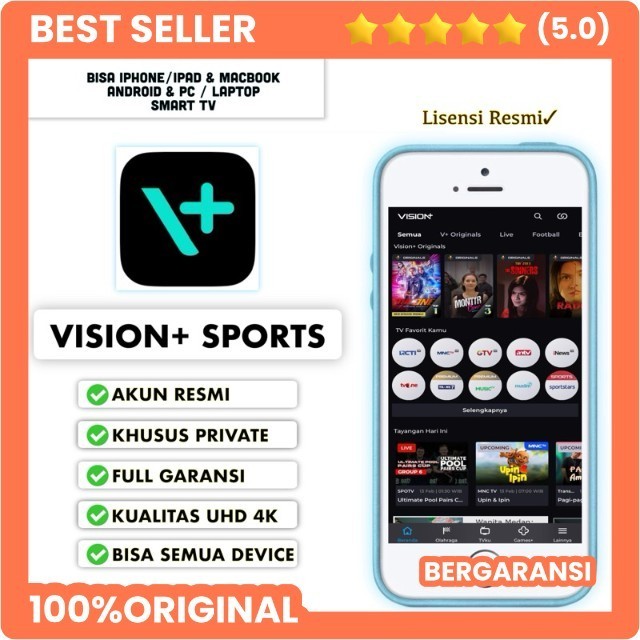 TERMURAH VISION PLUS PREMIUM BISA SPORTS SMART TV IOS ANDROID LAPTOP