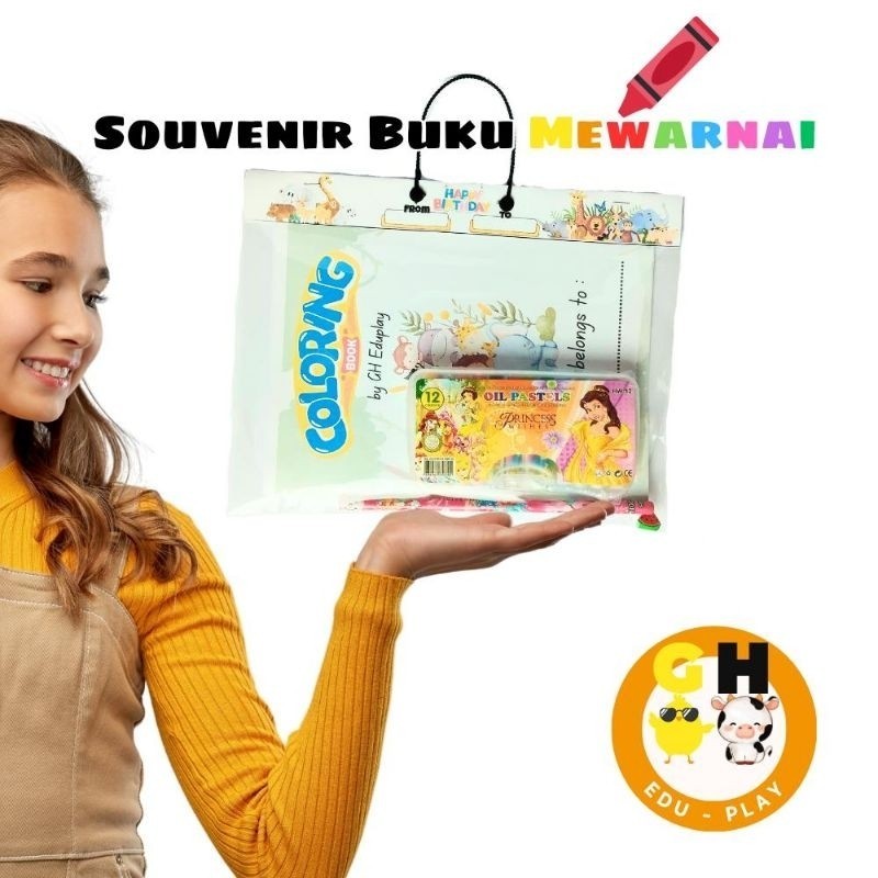

MURAH Souvenir Ulang Tahun Anak Paket Buku Mewarnai FREE Pensil Warna Bisa Custom by GHEduplay