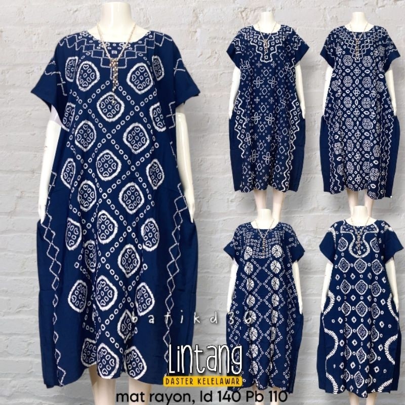 Daster rayon tebal motif klasik biru navy putih murah etnik tradisional kekinian adem kelengan batik