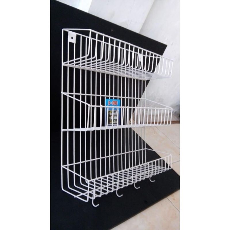 Rak Botol Bumbu Susun 3 Model Tempel Tembok Versi Bongkar Pasang Knockdown