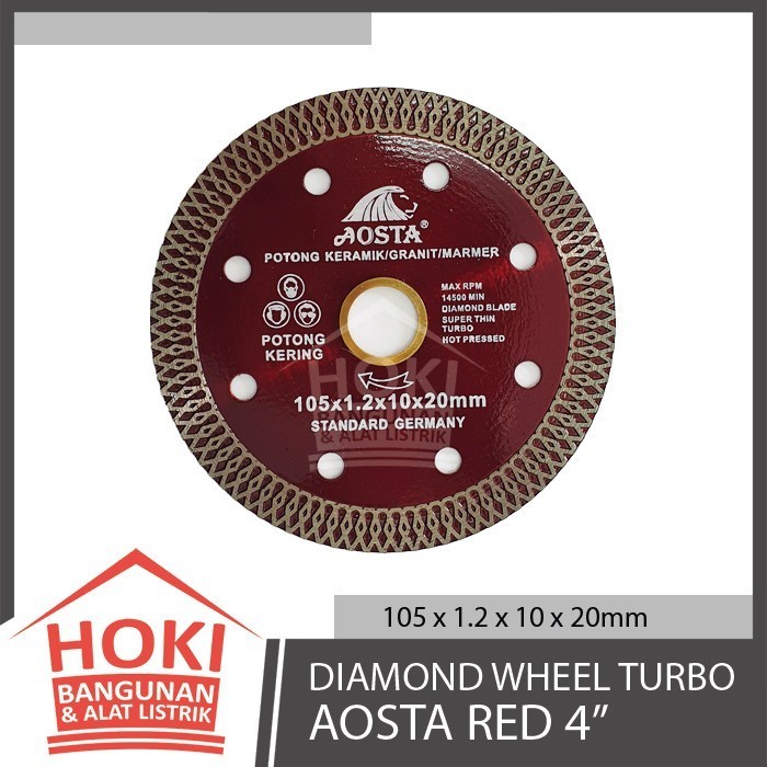 DIAMOND WHEEL TURBO 4" AOSTA RED - Mata Gerinda Potong Batu Marmer Granit Keramik