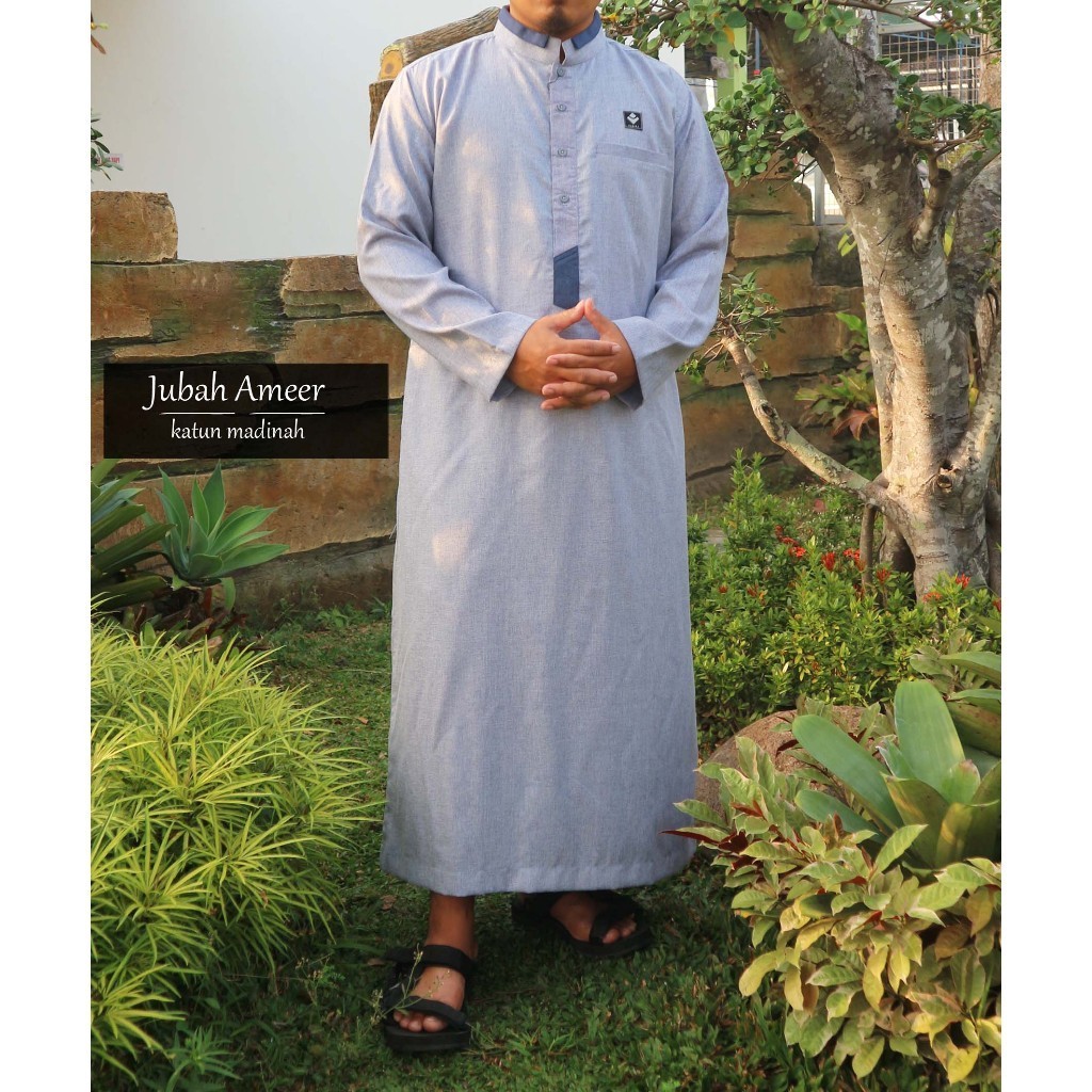 Jubah Ameer dewasa terbaru gamis pria baju dewasa lengan panjang busana muslim laki laki katun madin