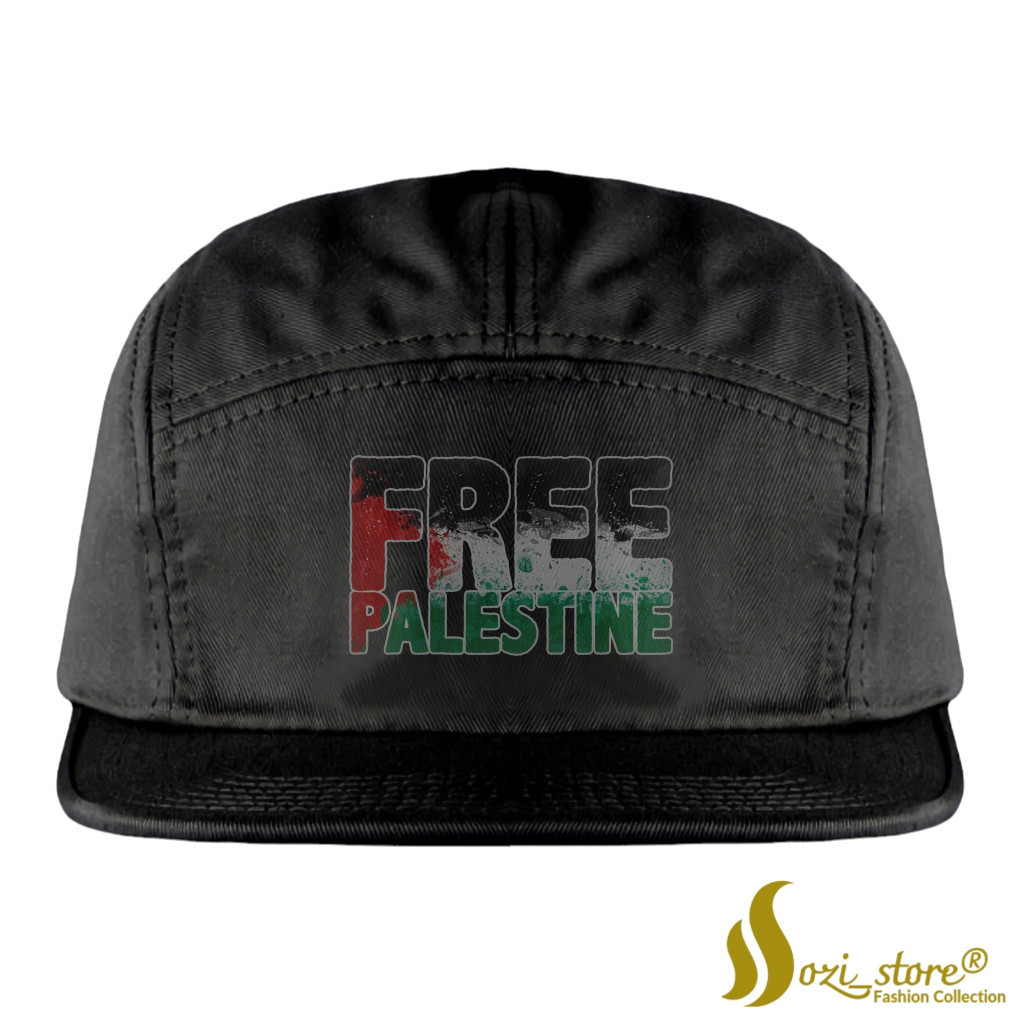 Topi 5 Panel Distro Logo Palestine Dewasa Unisex Pria Wanita Topi Snapback Polocaps Palestin Topi 5 