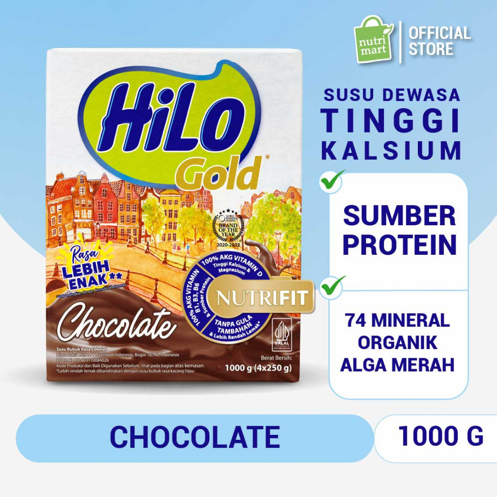 

HiLo Gold Chocolate 1000 gram - Susu Tinggi Kalsium Lebih Rendah Lemak