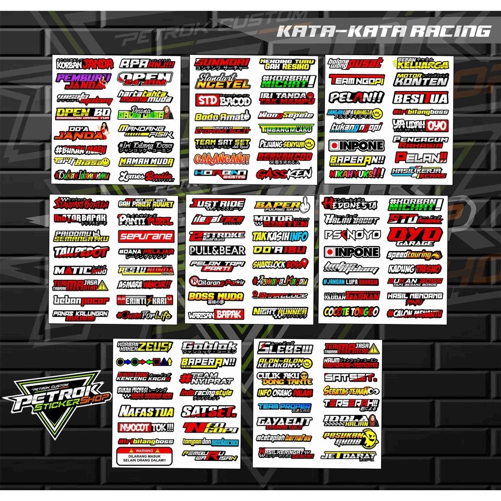 STIKER PACK KATA KATA - STIKER RACING LENGKAP - STIKER RACING HOLOGRAM - STIKER TERBARU TERMURAH