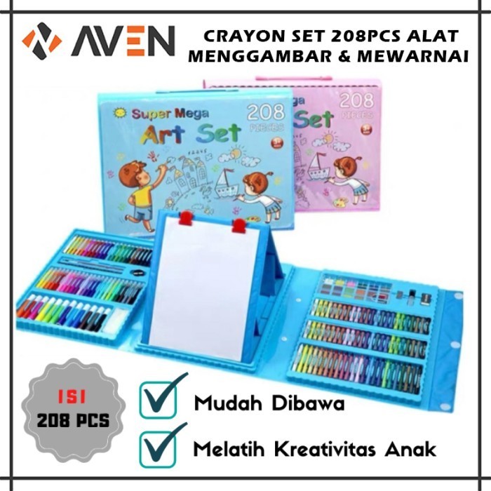 

AVEN Crayon Art Set 208 pcs Pensil Warna Alat Lukis Gambar Untuk Anak