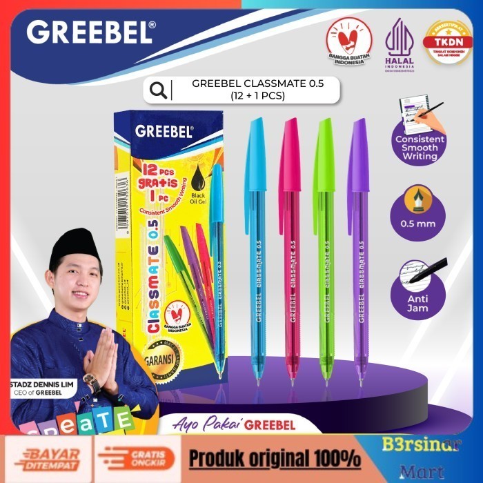 

[[KUALITAS TERBAIK]] GREEBEL PULPEN CLASSMATE 0.5 BLACK (12 PCS/SET)/Ballpen/Ballpoin/Pena COD