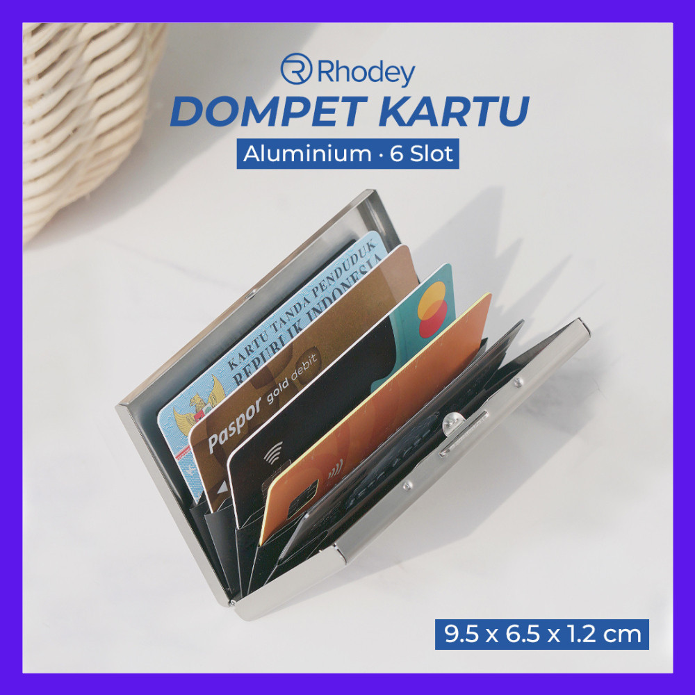 TokoMaspul-Dompet Kartu Slim Aluminium 6 Slot Dompet Kartu Travel Multifungsi Rhodey Dompet Kartu / 