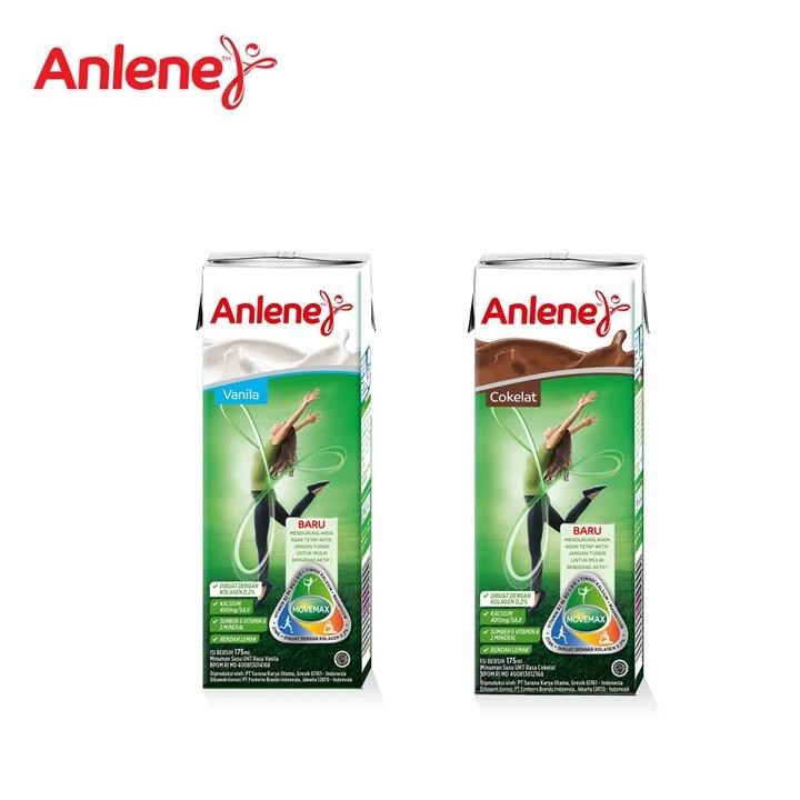 Anlene Susu Dewasa UHT Vanila 175ml + Anlene Susu Dewasa UHT Cokelat - Nutrisi Tinggi Kalsium Untuk 
