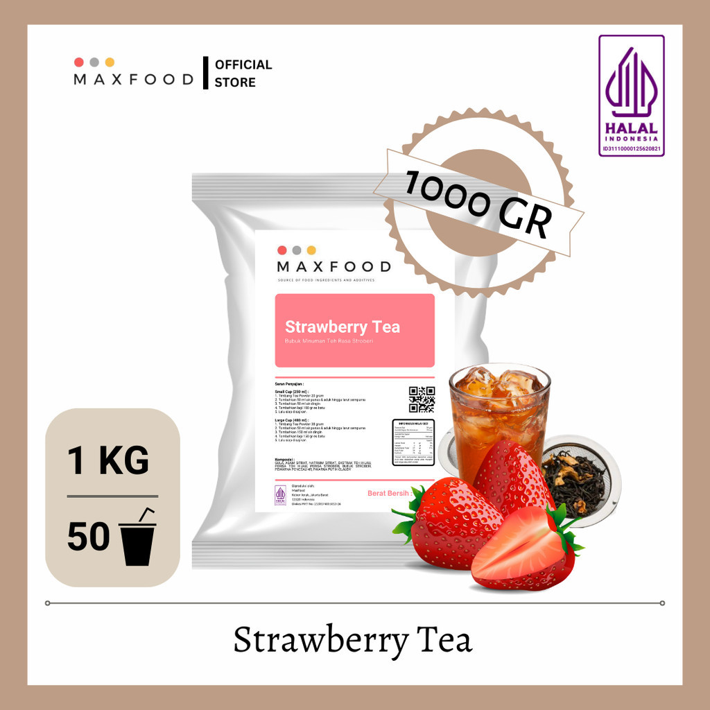 

MAXFOOD - Strawberry Tea / Bubuk Minuman Rasa Teh Strawberry 1 KG