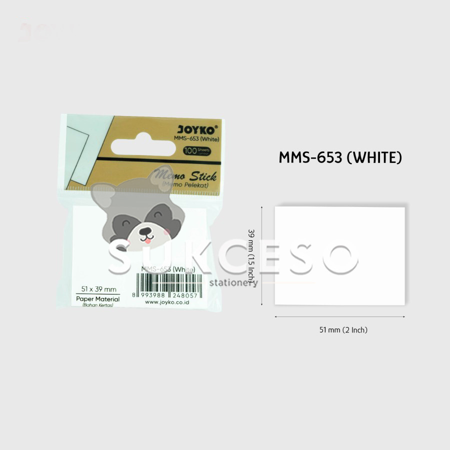 

Joyko MMS-653 Memo Stick White Sticky Notes Putih Polos Kecil 51 x 39 mm