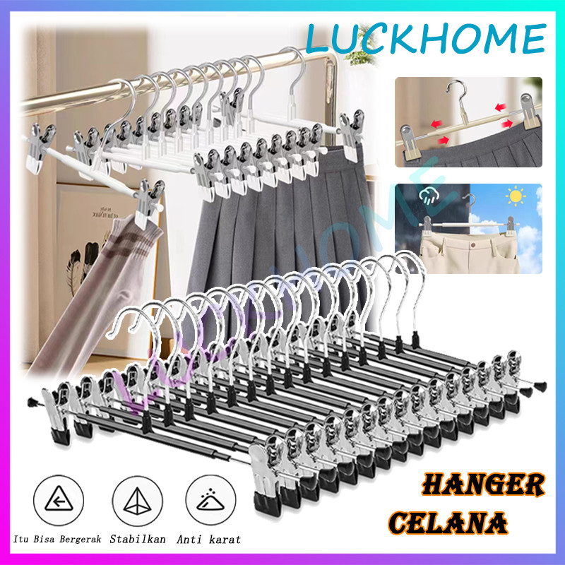 10PCS Gantungan Baju Jepit Dan Celana Gantungan Baju Hanger Kawat Besi Plastik Gantungan Celana Rok 