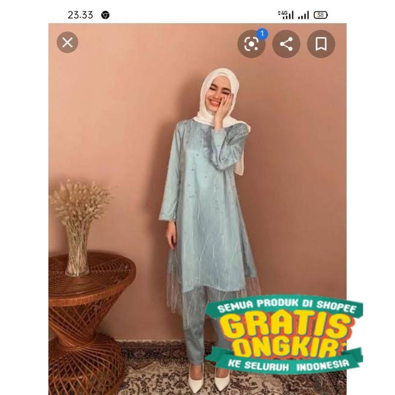 baju brukat+celana/brukat pesta/one set/grosir baju setelan/bisa riques ukuran jumbo/ Menyala