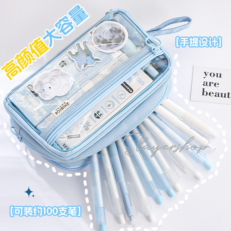 

Promo Kotak Pensil Transparan Aesthetic Pencil Case Large Tempat Pensil Pen Pouch Lucu Stationery