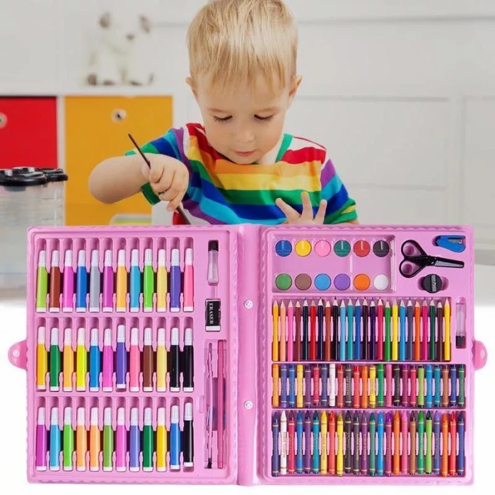 

✨LARIS✨ -crayon set mewarnai melukis pensil warna isi 150 dan 208 pcs - pink 150