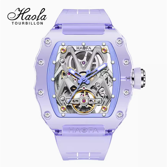 HAOFA WATCH MEN AUTOMATIC TRANSPARENT CRYSTAL 2209 - Aurora Purple