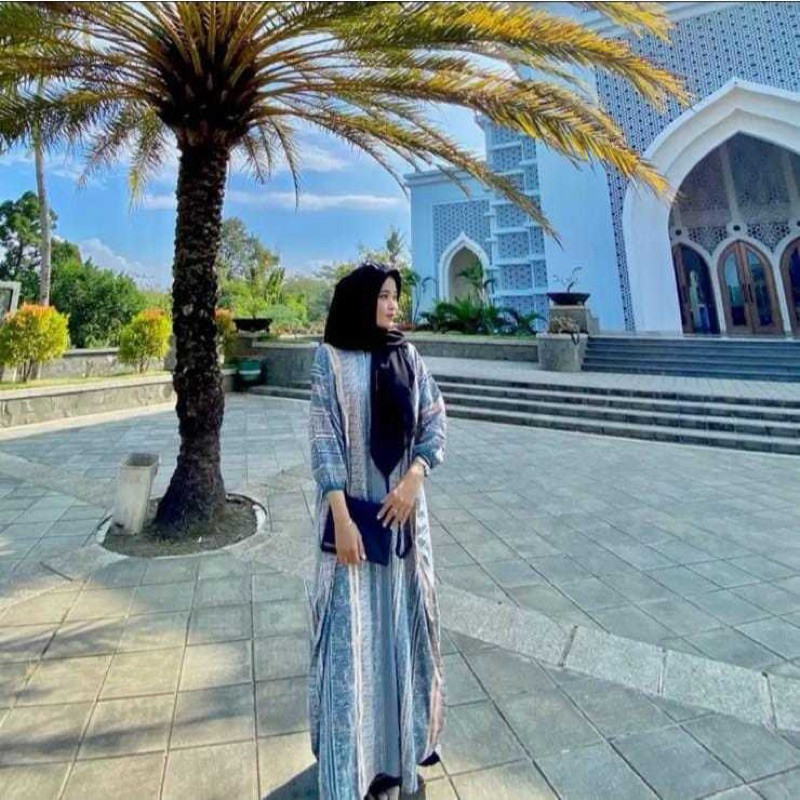 Pamela Kaftan Rayon Jumbo - Dress Kaftan Batik Motif Cap Printing Encim Busui Lengan Panjang Kaftan 