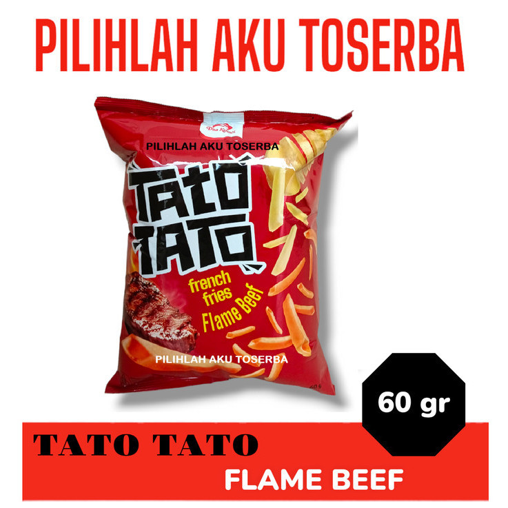 

TATO TATO FLAME BEEF Keripik Kentang Goreng 60 gr - ( HARGA 1 PCS )