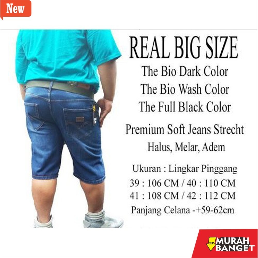 Denim Pria Jumbo BIG SIZE/JUMBO SIZE 39-44 Celana pendek jeans denim pria TERLARIS