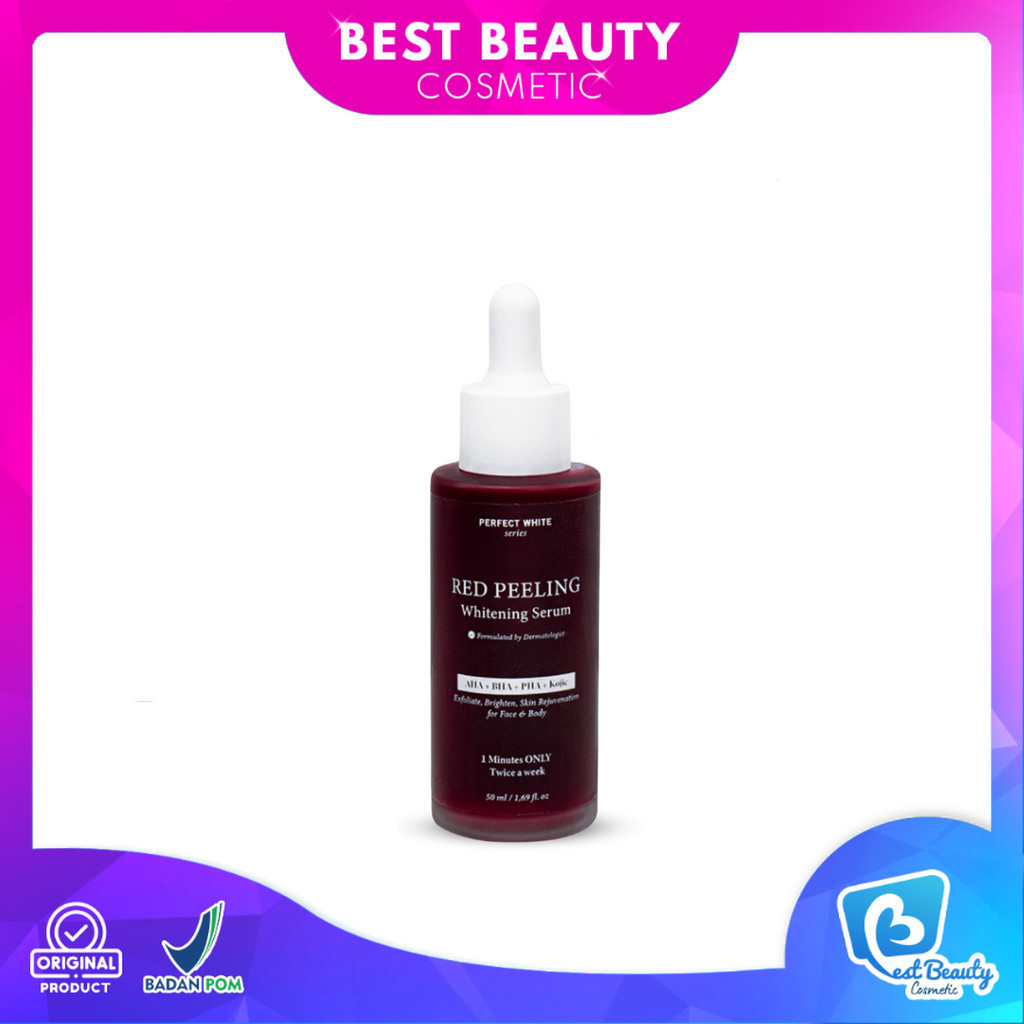 PERFECT WHITE Red Peeling Whitening Serum 50ml with AHA BHA PHA Kojic Acid for Face and Body | Eksfo