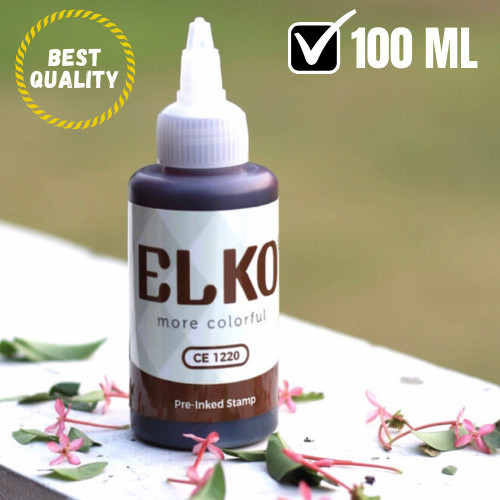

Best Seller-Promo Tinta Stempel Flash Warna Coklat Waterproof ELKO 100 ML Untuk Kertas