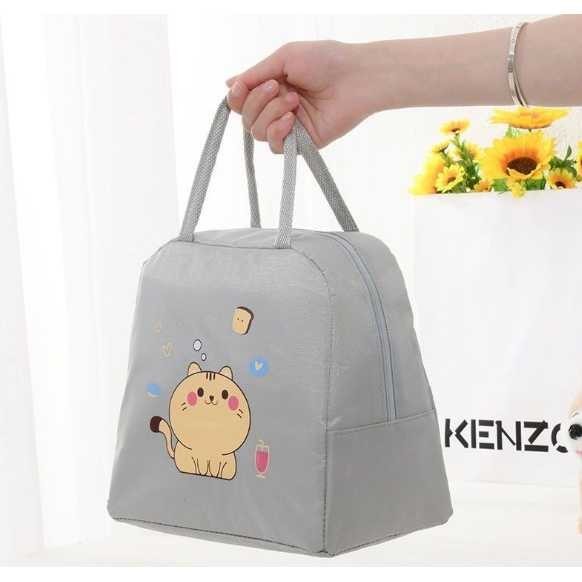 RUMAUMA Lunch Bag Tahan Panas Karakter Tas Bekal Makanan - Grey Cat