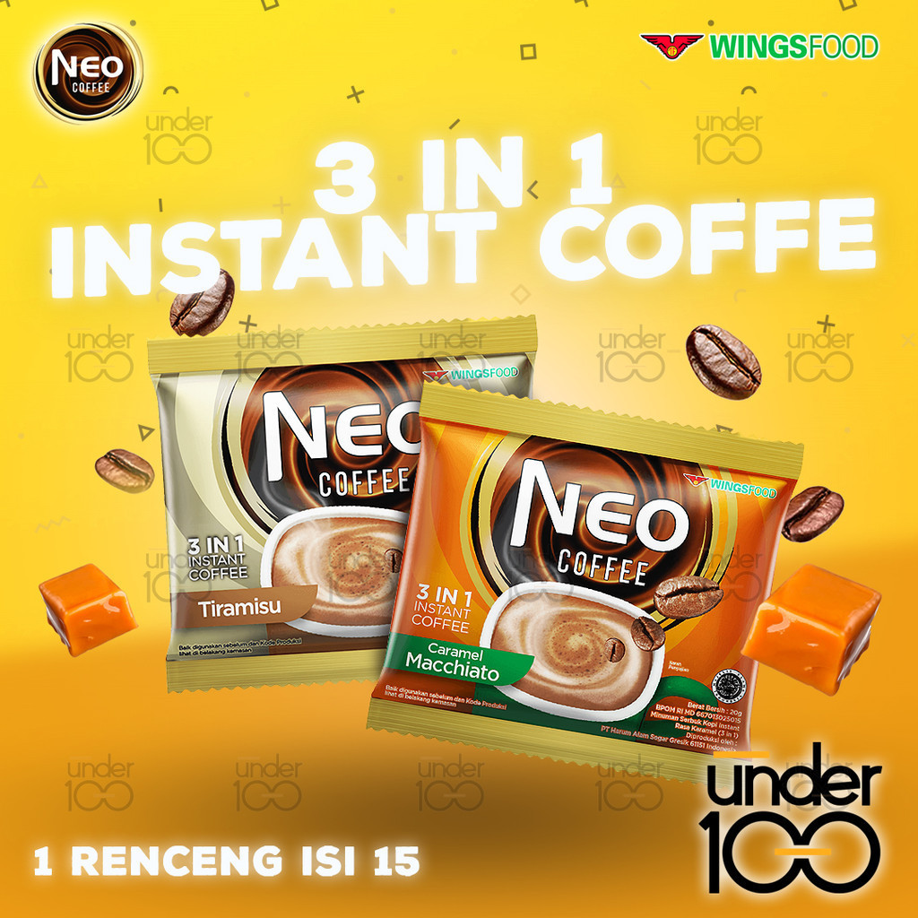 

❤ Under100 ❤ Neo Coffee Kopi Instan 3in1 | Tiramisu | Caramel Macchiato | 1 Renceng Isi 15 Sachet | HALAL BPOM