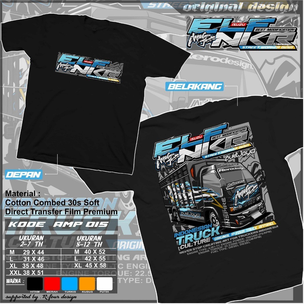 Kaos truk oleng anak Kaos truk elf nkr anak  usia 2-12 tahun Kaos anak gbr truk mania