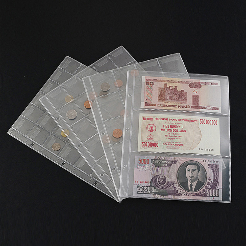 

3-Hole Banknote Album Loose-Leaf Sold One By One Pages Paper Money Album Currency Banknote Collection Book Storage Album Paper