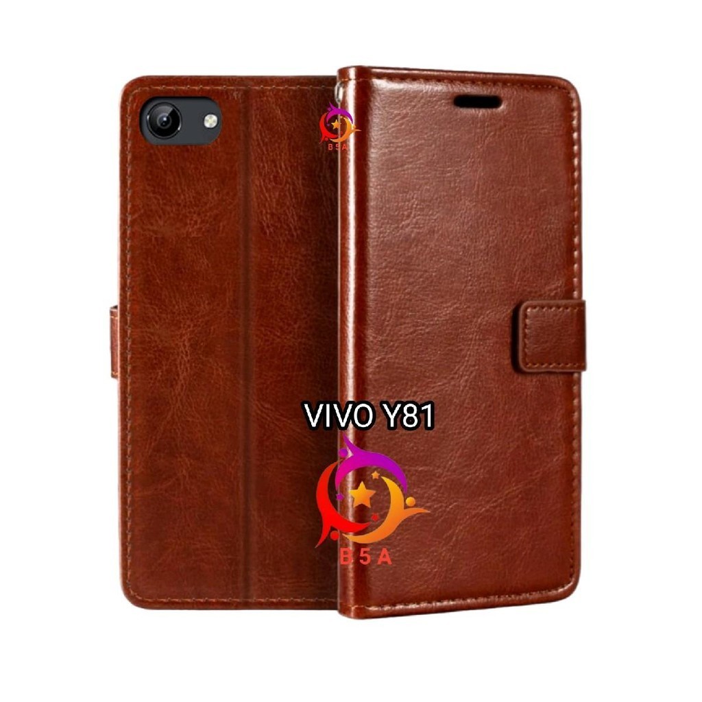 Case VIVO Y81 Flip Cover Wallet Leather Casing Dompet Kulit ( Case Untuk-Vivo Y81) Slot Card Warna H