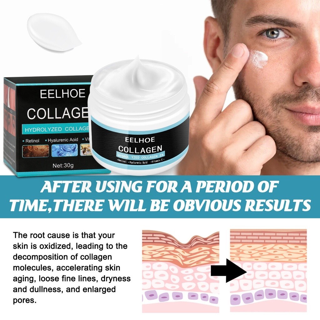 EELHOE - Pelembab Wajah Pemutih Wajah krim Penghilang Keriput Men's Collagen Moisturizer Cream