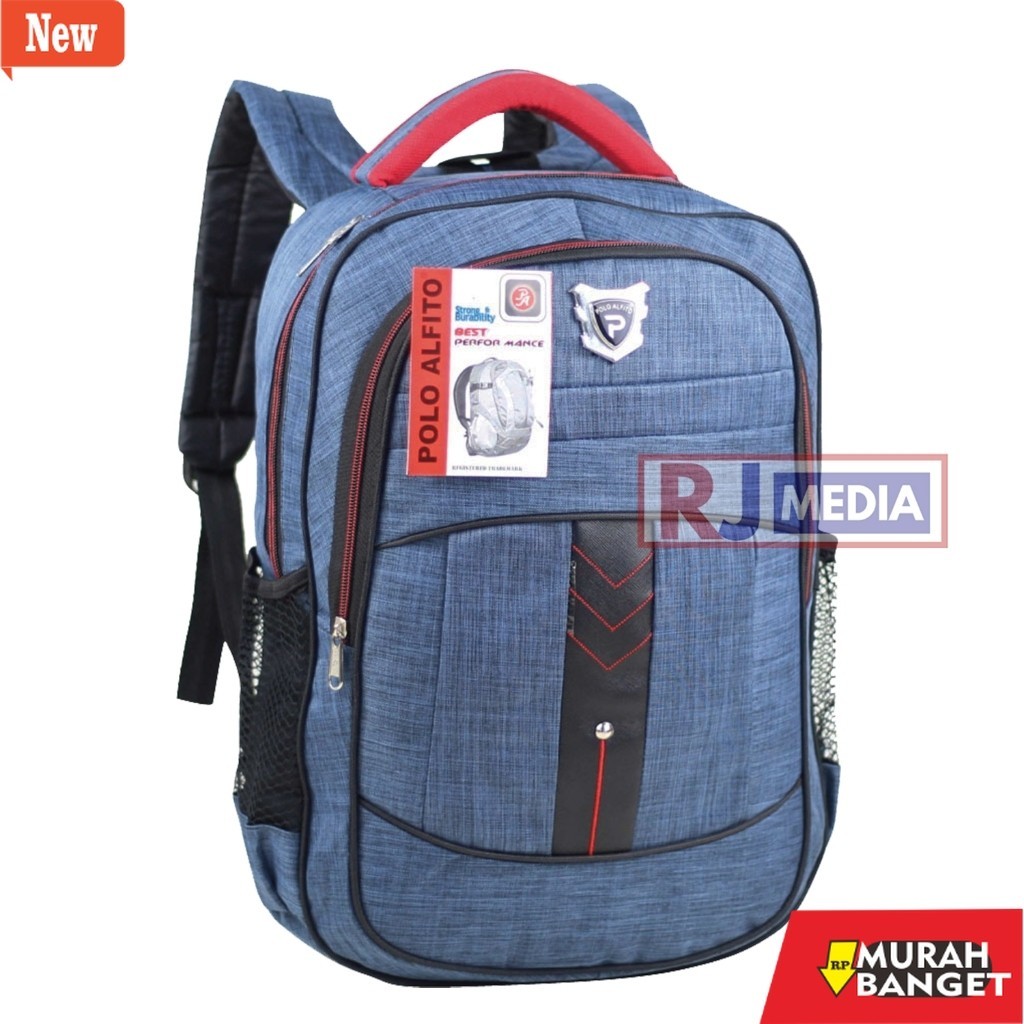 tas ransel wanita shopee Tas Sekolah 50 RIBUAN Pria Polo Alfito Hitam Polos Emboss Bonus Raincover G