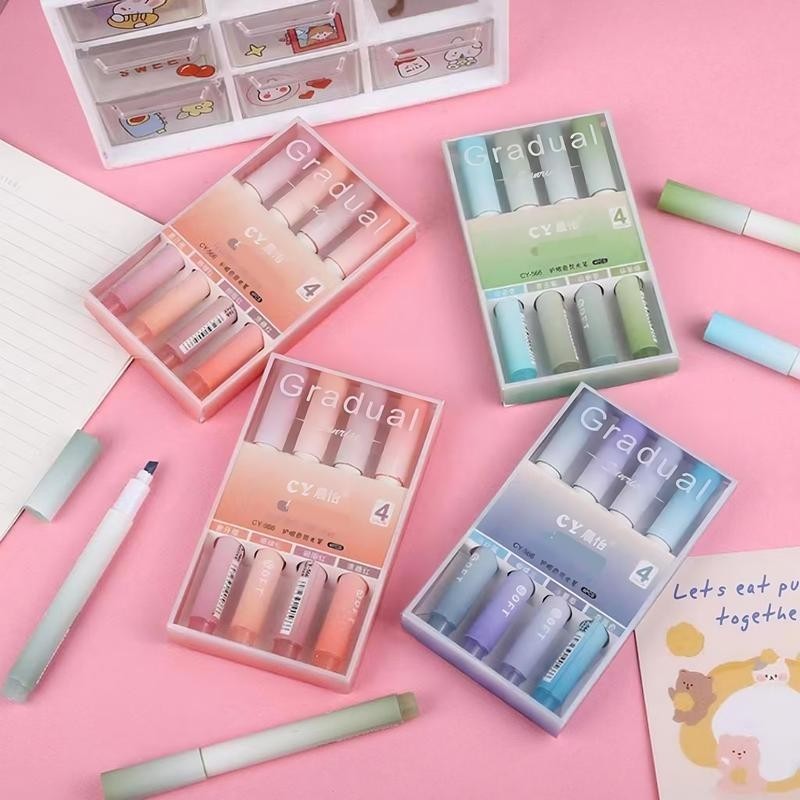 

COD Highlighter Pastel Penanda Teks Set 4IN1 Alat Tulis Sekolah / Spidol Pen Marker Warna Gradasi Painting Multifungsi / Textliner Stasionary Import Stationery