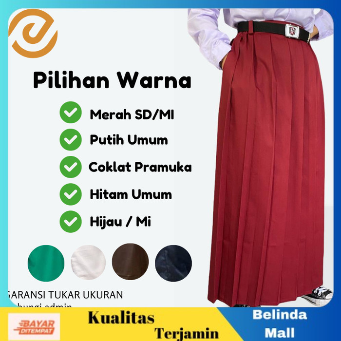 

⭐COD⭐ Seragam Sekolah Rok Rempel SD/MI warna merah,putih,hitam,coklat&hijau Cokelat, 70 TERLARIS