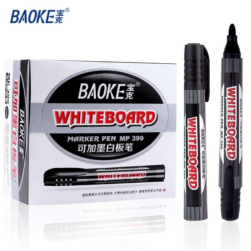 

BAOKE 12pcs/box Whiteboard Marker Spidol Papan Tulis Dapat Dihapus Spidol Hapus Kering 3 Warna MP399A